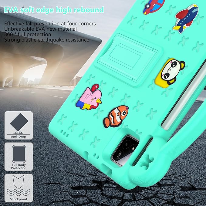 Compatible with Xiaomi Pad 7/Xiaomi Pad 7 Pro 11.2 inch 2024/Xiaomi Pad 8 2025 11.2 inch Tablet Case Kids Friendly Universal Protective Case with Shoulder Strap &amp Stand Handle Mint Green