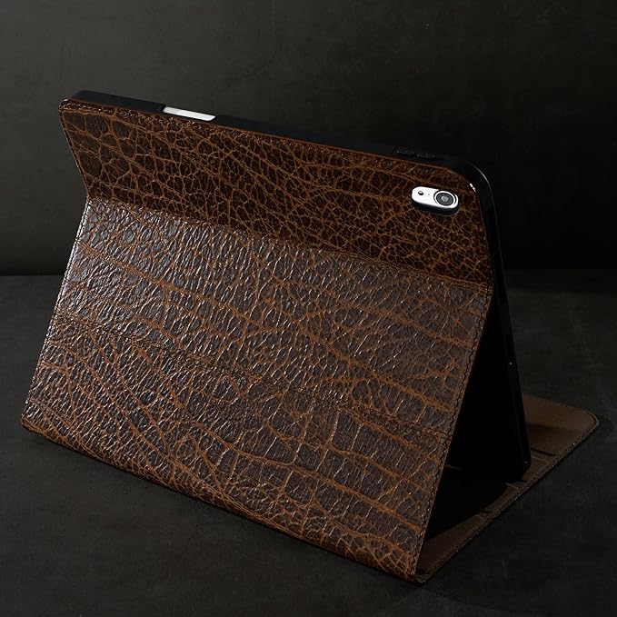 Gexmil Genuine Leather Case for iPad mini 7 (A17 Pro) 2024 / iPad mini 6 Generation 2021 8.3 InchPencil HolderProtctive Cowhide CoverAuto Sleep/WakePencil 2 Wireless ChargingBuffalo Pattern