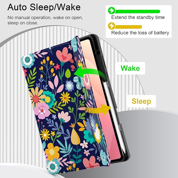 DONGKE Case for Samsung Galaxy Tab S11 5G 11 2025 Model (SM-X730/X736B) Slim Lightweight Trifold Stand Cover with S Pen Holder Auto Sleep/Wake Soft TPU Shockproof Back Beautiful Flowers