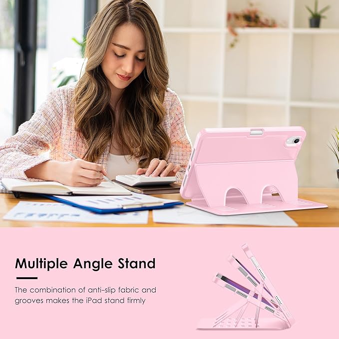 VIKESI Case for iPad iPad mini 7 (A17 Pro) and iPad mini 6Multiple Angles Magnetic Stand CoverShockproof Soft BackPencil Holderand Auto Sleep/WakePink