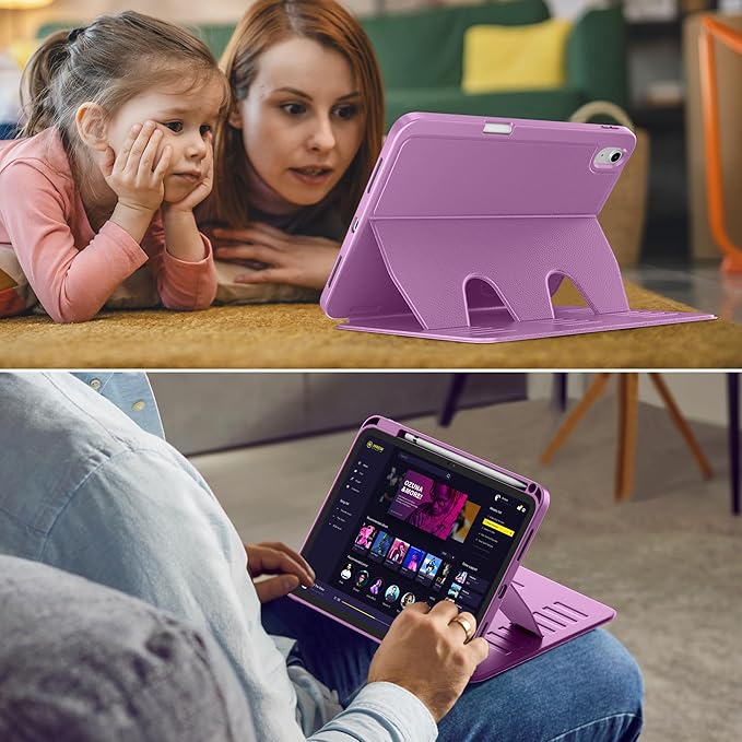 VIKESI Case for iPad (A16) 11-inch 2025 and iPad 10th/11th Generation 10.9 Inch 2022Multiple Angles Magnetic Stand CoverShockproof BackPencil Holderand Auto Sleep/WakePurple