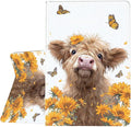 Case for Samsung Galaxy Tab A11 / Tab A9 8.7-Inch 2025/2023Slim Protective LeatherAuto Wake/SleepAdjustable Viewing Angle Stand.Highland Cow Butterfly Flower