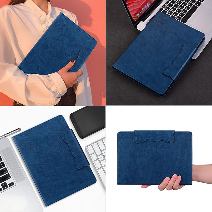 Case for Samsung Galaxy Tab S10 FE+/S10 FE Plus 13.1 Inch 2025 (SM-X620/SM-X626B) with Pockets Multi-Angle Stand PU Leather/TPU Back Shockproof Magnetic Closure Folio Wallet Cover Darkblue