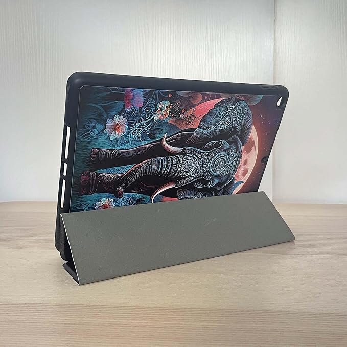 Tuiklol for iPad 10.2 case 2021 Generation 9th Release Built in Pencil Holder-Trifold Stand-Auto Wake/Sleep.TPU Protection Stand Back Cover for 2020 2019 [8th/7th] iPad 10.2'' CaseCute Eleplant