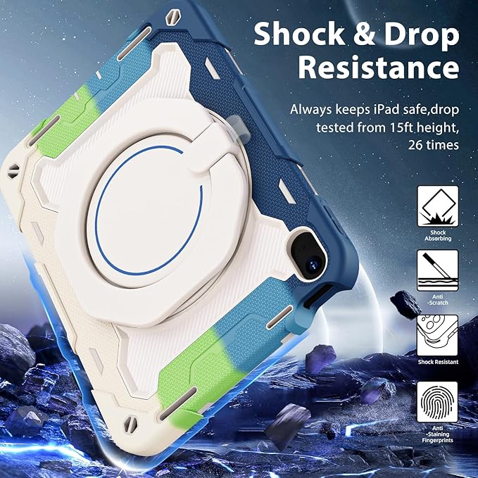 ROISKIN Case for iPad 11 inch (A16) 11th Generation 2025 iPad 10th Generation Case 10.9 for Kids with Screen Protector360 Kickstand &amp HandleShoulder StrapHeavy Duty Military Grade Drop Protec