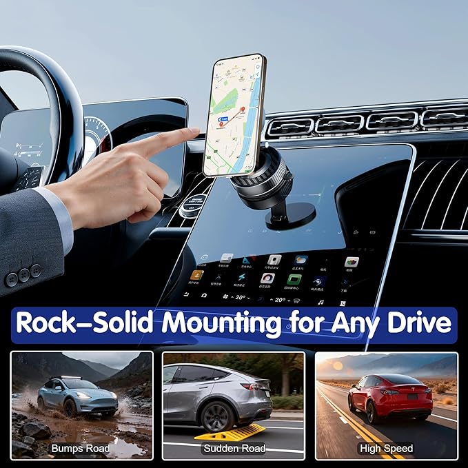 Magnetic Phone Holder for Car Wireless Charging 15W Fast Wireless Car Charger with Vacuum Suction 360° Adjustable Magnetic Mount for Dashboard &amp Windshield Hands-Free for MagSafe iPhone &amp A