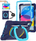 BATYUE Case for iPad (A16) 11th/10th Gen 11''/10.9'' 2025/2022 - Heavy Duty Shockproof Cover with 360° Rotating &amp 180° Folding Stand Screen Protector Shoulder Strap &amp Pencil Holder | NavyBlu