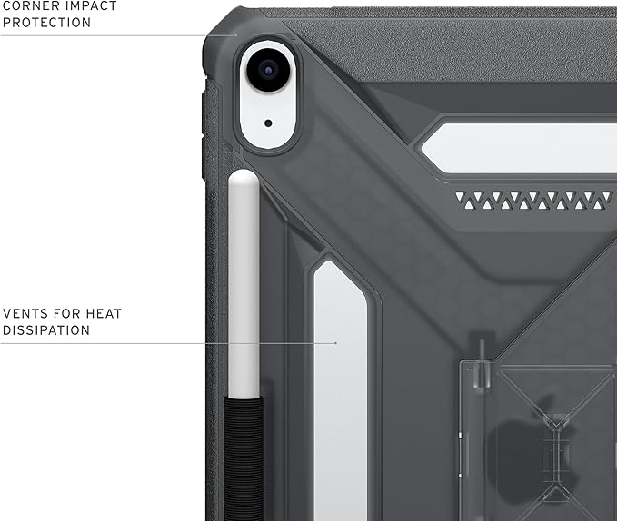 URBAN ARMOR GEAR UAG Designed for iPad 11 A16 11th Gen 2025 Case - A3354 A3355 Rugged Transparent Protective Cover with Kickstand and Pencil Holder Scout Plus Ash