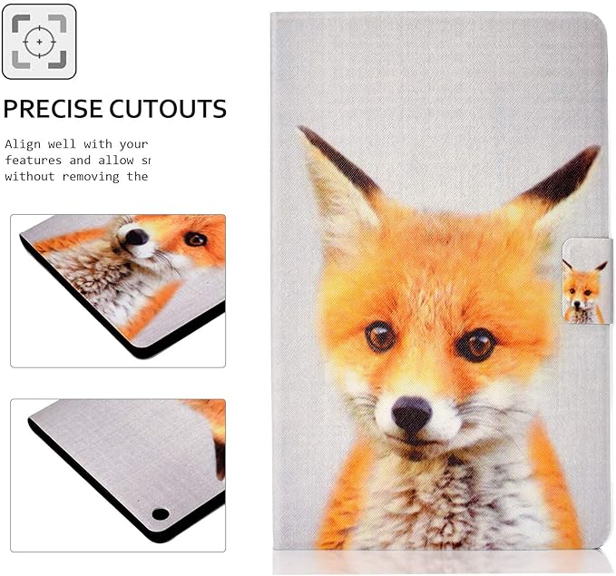 Case for Amazon Fire HD 10 Tablet (2015/2017/2019) Techcircle Slim Folding Stand Magnetic Smart Cover Soft TPU Back Protective Case for All-New Fire HD 10 5th/7th/9th Gen Auto Sleep Cute Fox