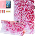 Dteck for Fire HD 8 (8th/7th/6th Generation) Smart Folio Case 2018/2017/2016 Release (8) with Auto Sleep Wake/Stand/Card Slots/Stylus PU Leather Protective Cute Slim Magnetic Cover Pink Mandala