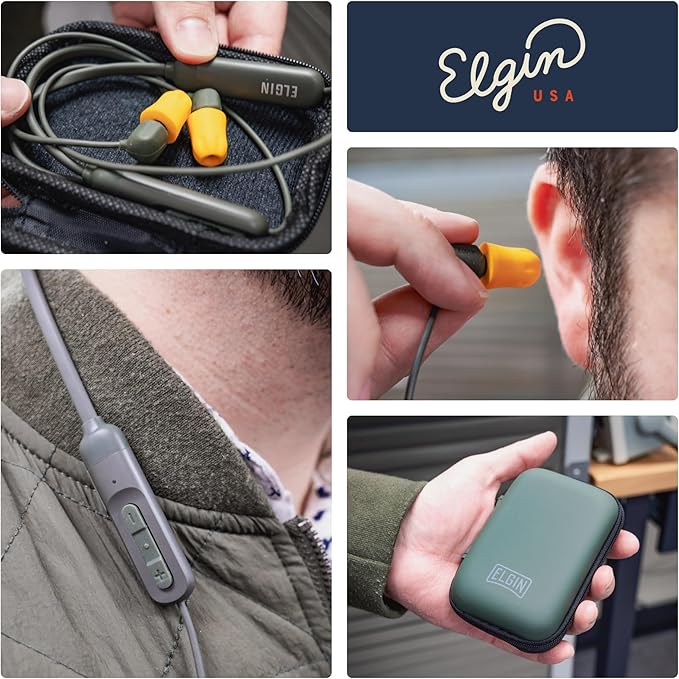 Elgin Discord Gen 3 Bluetooth Earplug Earbuds OSHA Compliant Wireless in-Ear Headphones 31dB NRR ANSI Certified Noise Isolation Dynamic 8mm Driver USB-C Charging 14-Hour Playback