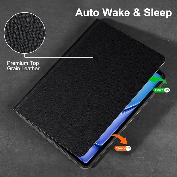 Gexmil Leather Case for iPad Air 11 Inch M4/M3/M2 (2026/2025/2024)iPad Air 10.9 Inch 5th/4th Generation 2022/2020 Top Grain Leather Cover Auto Sleep/Wake Adjustable StandPalm-Print Black