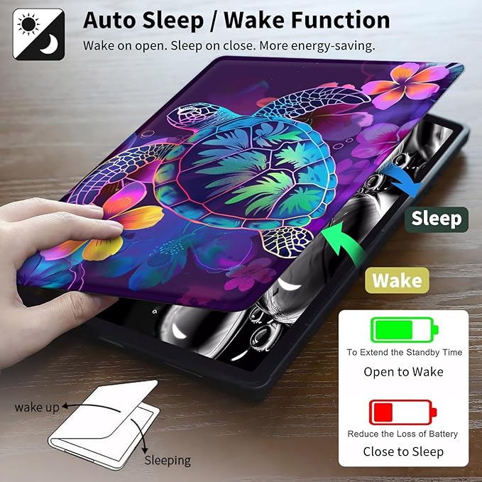 Case for Samsung Galaxy Tab S10 Plus/ S9 FE Plus/ S9 Plus 5G Tablet 12.4 Inch Case360 Degree Rotating Swivel PU Leather Stand Flip Folio Cover with Auto Wake/SleepGlitter Sea Turtle