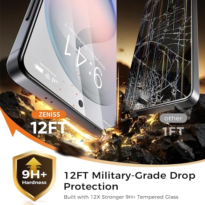 NeverBreak 9H+ Hardness for Samsung Galaxy S26 Screen Protector 12FT Military Grade Protection (Scratch Shatter Drop Resistance) Tempered Glass Full Edge Coverage Case Friendly 2 Pack