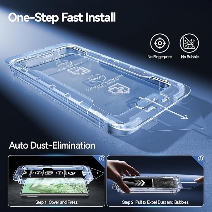 SMARTDEVIL [3+3 Pack] for Google Pixel 8 Screen Protector with Camera Lens Protector Finger Print Reader Compatible Fast &amp Easy Installation Clear 9H Tempered Glass Film Alignment Frame