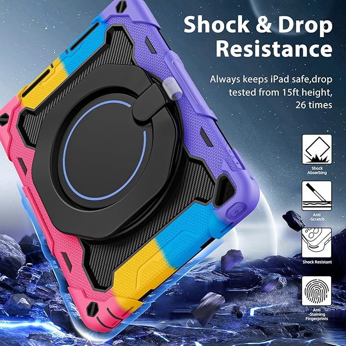 ROISKIN iPad 6th 5th Generation Case 9.7 Inch Pro 9.7 Air 2 with 360 Kickstand Hand Strap [Screen Protector 15ft Drop Protection]Heavy Duty Air 2 /Pro 9.7 / iPad 6th 5th Gen Case for Kids Women Men