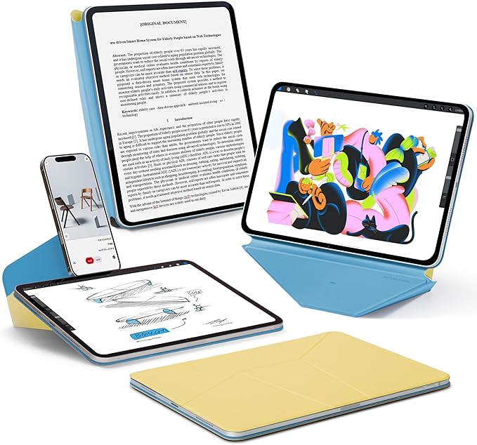MOFT Dynamic Folio Case for iPad Pro 13-inch(M5 2025/M4 2024) Slim Magnetic Stand Case with 20+ Viewing Angles Auto Wake/Sleep Ultra Thin Panna Cotta x Faded Jeans
