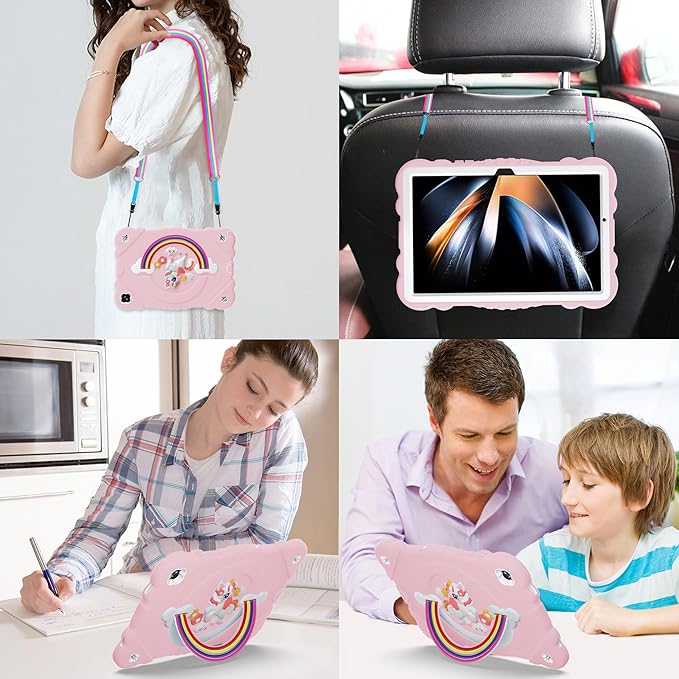 XZC Case for Samsung Galaxy Tab A9+/ A9 Plus Case 11 2023 (SM-X210/X216/X218) Unicorn Heavy Duty Shockproof Protective Case with Stand/Shoulder Strap for Kids Girls Women (Pink)