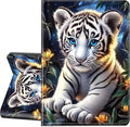 for iPad (A16) 11th Generation Case 11 2025for iPad 10th Gen Case 10.9 2022-Leather Adjustable Stand Smart Cover with S Pen Holder &amp Auto Wake/SleepCute White Tiger