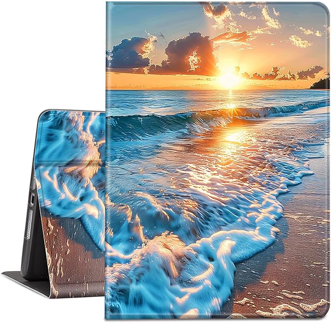 Case for Amazon Kindle Fire HD 10 and Fire HD 10 Plus 10.1 Tablet Case (13th/11th Generation 2023/2021 Release) Slim Fit PU Leather Cover with Auto Sleep/Wake - Beach Sunset