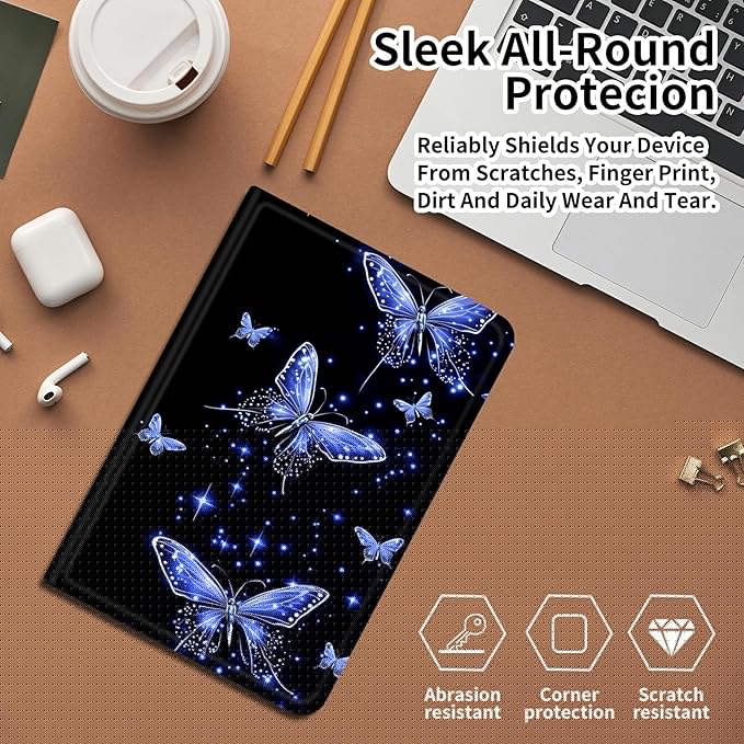 Case for Amazon Fire HD 10 and 10 Plus Tablet (13th/11th Generation 2023/2021 Release) 10.1 PU Leather Smart Protective Cover with Auto Sleep/Wake for Fire HD 10 2023Glowing Butterflies