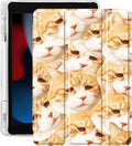 Idocolors Case for iPad 11 inch (A16 Chip) 2025 Generation 11th / iPad 10.9 inch 2022 10th Gen Built-in Pencil Holder with Soft TPU Shockproof Back Shell Auto Wake/Sleep Orange Cat