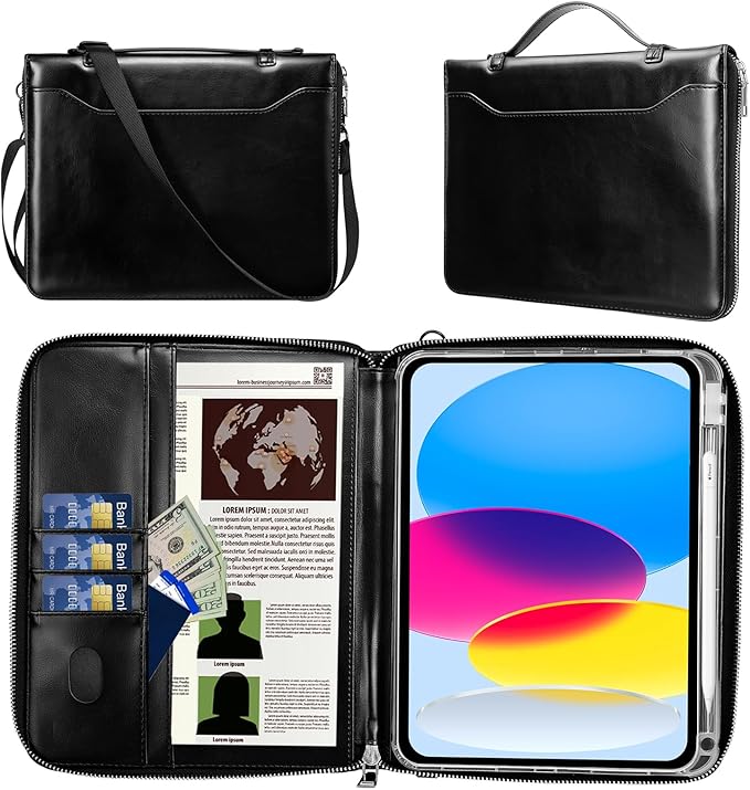E NET-CASE Case for iPad Air 11-inch M4/M3/M2 (2026/2025/2024)/iPad (A16) 11th Gen 11 2025/iPad 10th Gen 10.9 2022/iPad Air 5th/4th Gen (2022/2020) 10.9Briefcase-Style Stand Cover(Black)