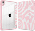 Tuiklol Case for iPad 11 inch (A16 Chip) 2025 Gen 11th / iPad 10.9 inch 2022 10th Gen Buit in Pencil Holder with Shockproof Cover Clear Transparent Back Shell Auto Wake/SleepPink-Waves