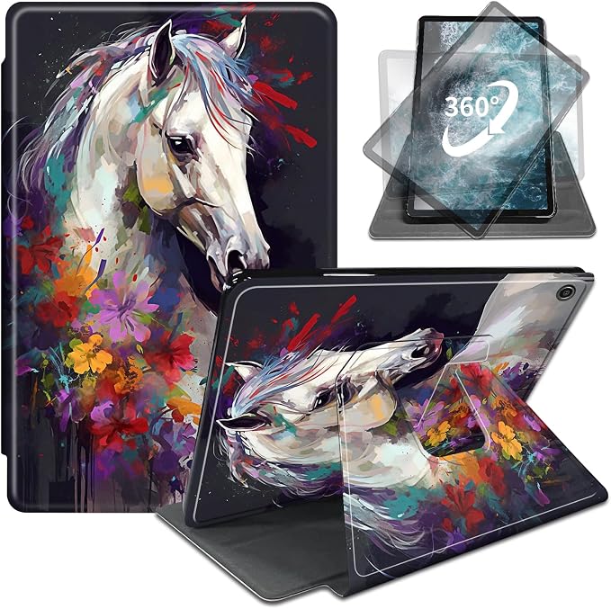 Flowers and white horses