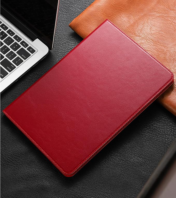 for Ipad Case 10.2-inch 9th/8th/7th Gen 2021/2020/2019 Genuine Leather Cover Protective ShellAuto Wake/Sleep.Red