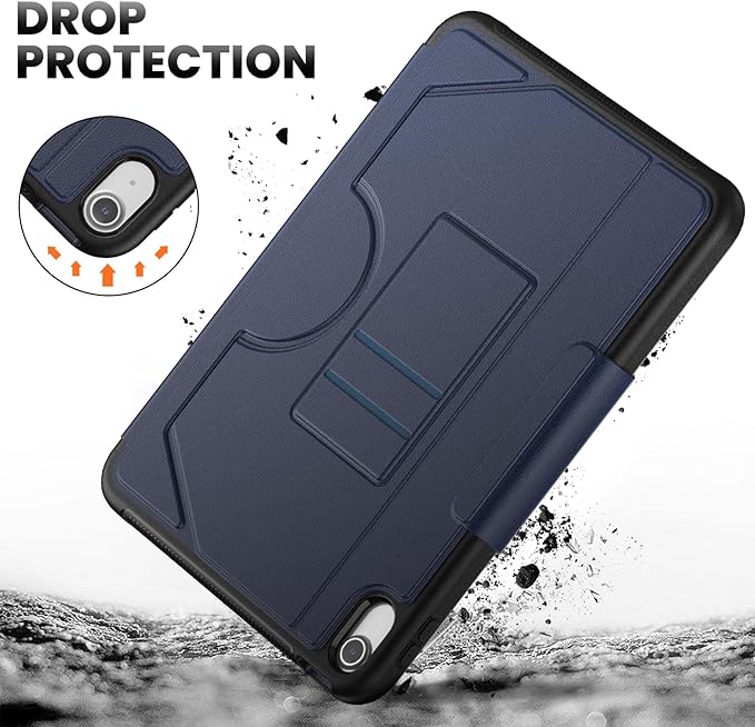 Case for iPad (A16) 11th/10th Generation 11''/10.9'' 2025/2022: Shockproof Protective Cover with Auto Wake/Sleep Strong Magnetic Multi-Angles Stand Pencil Holder Card Slot Blue