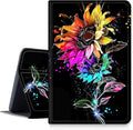 DIGTIALLL Case for Amazon Kindle Fire HD 10 &amp 10 Plus Tablet (11th Generation 2021 Release) 10.1 PU Leather Smart Protective Cover with Auto Sleep/WakeColorful Sunflowers