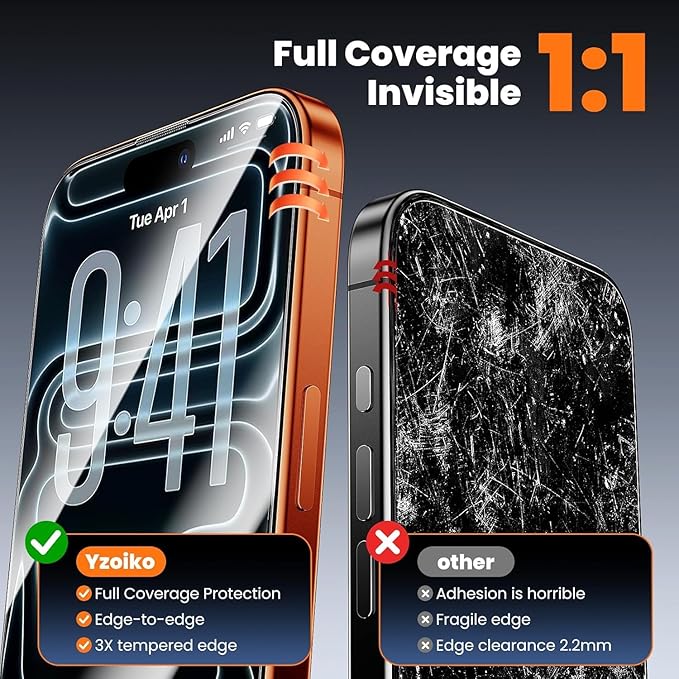 3 Pack Screen Protector for iPhone 17 Pro 6.3 9H+ Tempered Glass with Auto Dust Removal Easy Installation Kit Bubble-Free Case Friendly