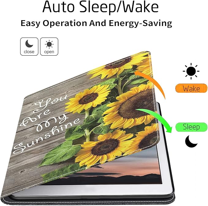 Case for Amazon Fire HD 10 &amp Fire HD 10 Plus Tablet (11th Generation 2021 Release) - Premium PU Leather Cover with Auto Sleep Wake You are My Sunshine Sunflower