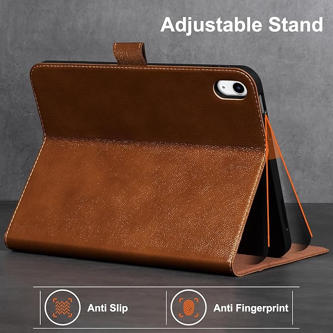 Gexmil Leather Case for iPad (A16) 11th Generation 11 Inch 2025 iPad 10th Generation 10.9 Inch 2022Protective Cover with Magnetic ClosureAuto Sleep/WakeYellow Brown