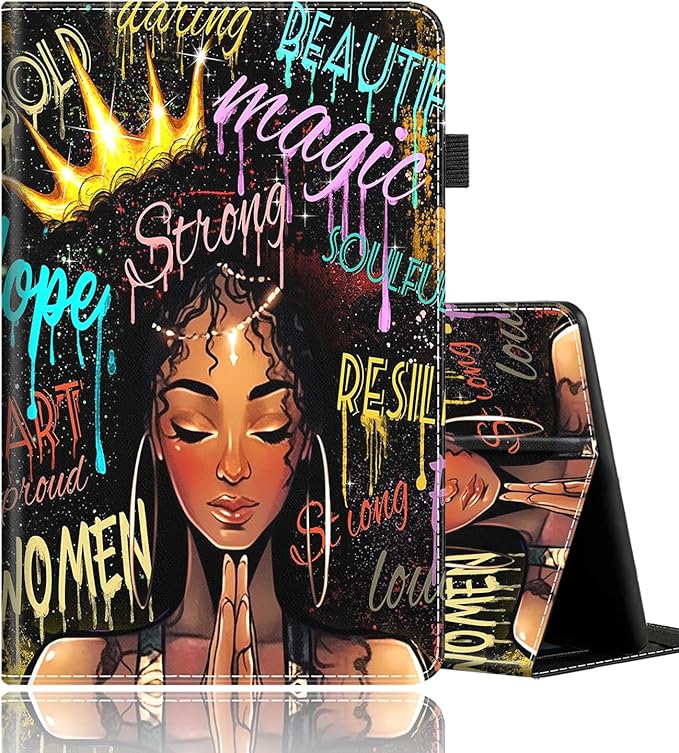 Case for All-New Amazon Kindle Fire HD 8 &amp 8 Plus Tablet (12th Generation/10th Generation 2022/2020 Release) 8Durable Shockproof Protective CoverAfrican American Women Afro Black Girl with Crow