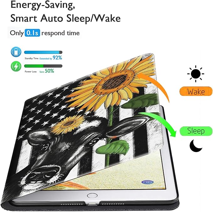 Case for Kindle Paperwhite 12th Generation &amp Kindle Colorsoft Signature Edition 2024 7 inch Lightweight Smart Case Adjustable Stand Protective Cover with Auto Wake/Sleep - American Flag Sunflower/