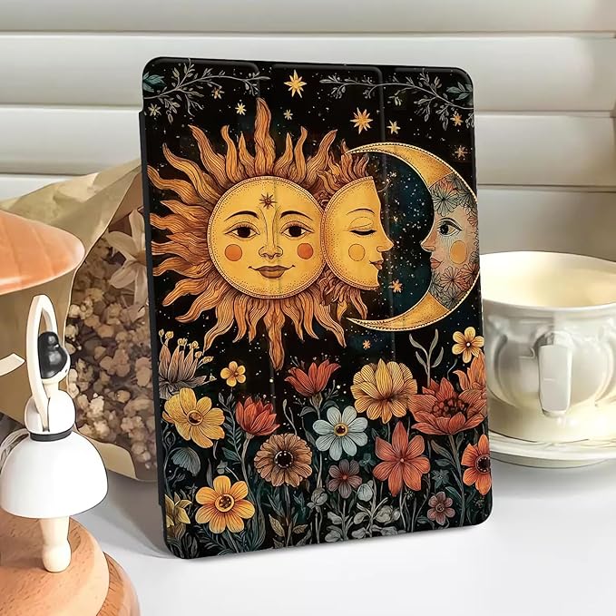 Rose Crow Skull Case for Ipad Air 3 Retro Gothic Floral Shell Unique Design Shell Auto Sleep/Wake Anti-Slip Shockproof Cover with Clear Back Shell &amp Pencil Holder(Girls Women)