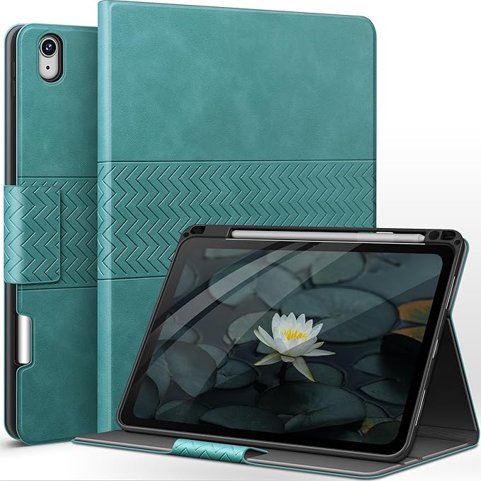 auaua Case for iPad Air 11 Inch M4/M3/M2 (2026/2025/2024) iPad Air 5th/4th Generation (2022/2020) with Pencil Holder Auto Sleep/Wake Adjustable Angle (Green)