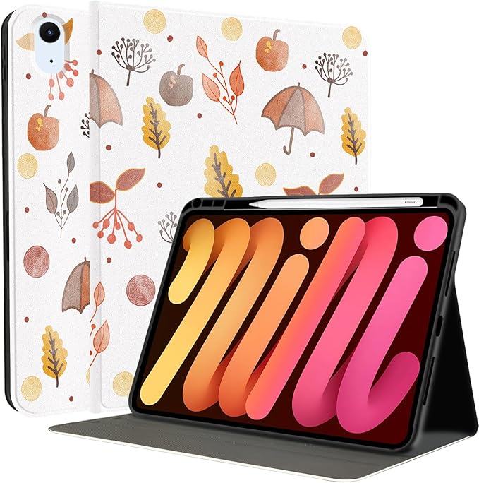 MAYCARI Fall Orange Apples Leaves iPad Case for iPad Air (M2) 2024 13 Inch with Pencil Holder Handmade iPad Air 6th Generation Case Autumn Fine Grained iPad Protecitve Hard Case with Auto Wake/Sleep