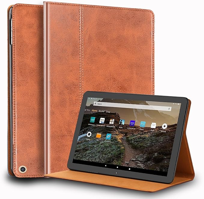 for Google Pixel Tablet Case 11/10.95 inch Genuine Leather Cover Protective Shell for 2023.Brown