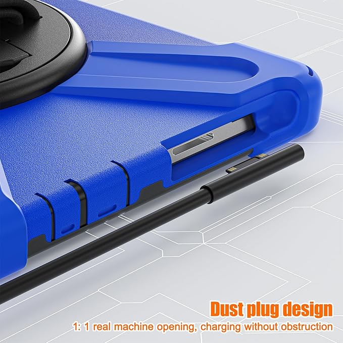 ZenRich Rugged Case for Surface Go 4 (2023)/Surface Go 3 (2021)/ Surface Go 2 (2020) Surface Go (2018) with Pen Holder Heavy Duty Shockproof Case with Stand Hand Strap and Shoulder Belt-Blue