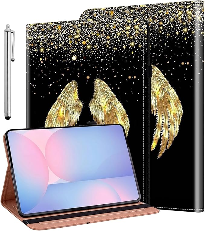 ALILANG Case for Samsung Galaxy Tab S10 FE+/ S10 FE Plus 13.1 Inch 2025 Folio Book Style Shockproof Folding Stand Cover for Samsung S10 FE Plus (SM-X620/SM-X626/SM-X626B) -Gold Wings