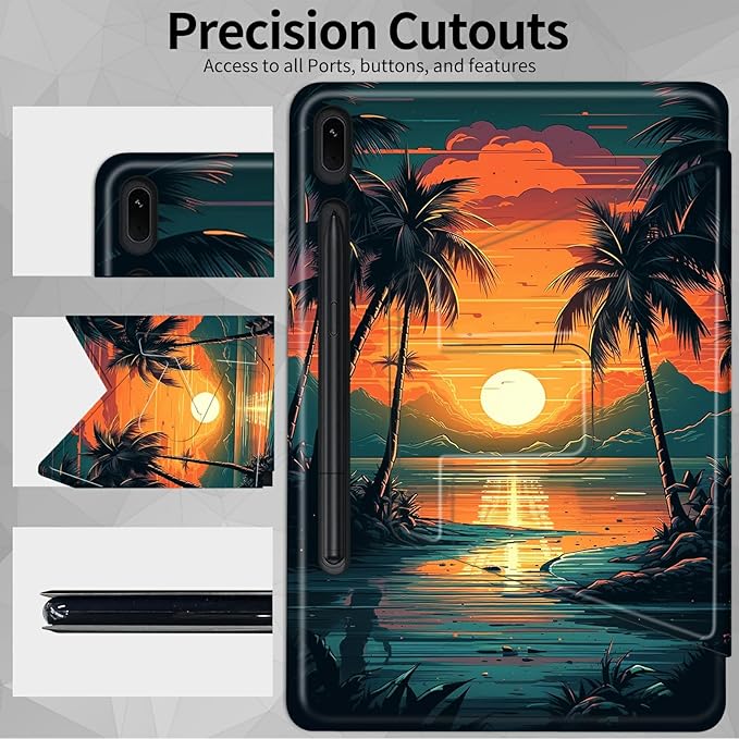 Case for Samsung Galaxy Tab S6 10.5 2019 (Model SM-T860/T865/T867) Tropical Palm Tree Theme 360 Degree Rotating Stand Smart Protective Cover for Samsung S6 T860 Tablet