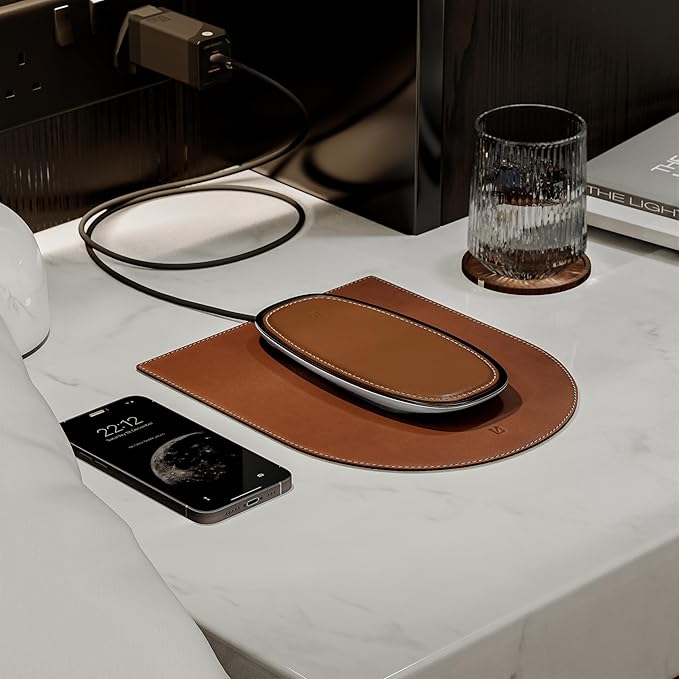 Lunar Artefacts Wireless Charger Modernist Brown Chrome Plated Brass