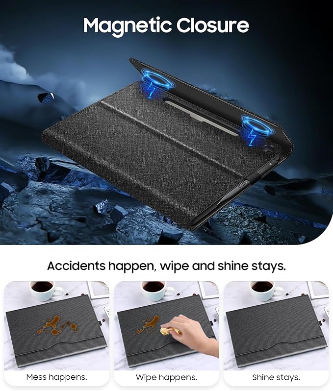 FINTIE Protective Case for Microsoft Surface Pro 12 Inch (2025) Multi-Angle Viewing Portfolio Business TPU Back Cover with Pocket &amp Stylus Holder Compatible with Type Cover Keyboard (Black)