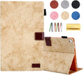 Folding Case for Amazon Fire HD 10 9th/7th/5th Gen Techcircle Smart Flip [Wake/Sleep] Solid PU Leather Protective Cover for All-New Kindle Fire HD 10.1 inch Tablet 2019/2017/2015 Release Beige