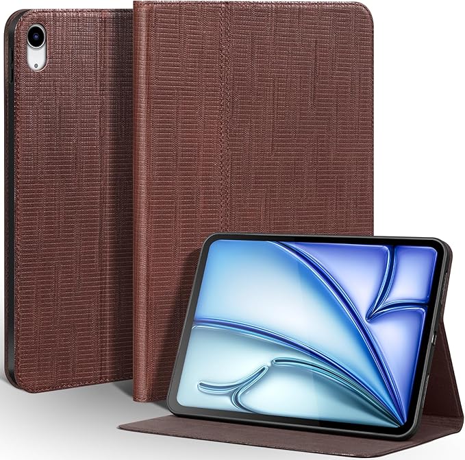 Leather Case for iPad Air 11 Inch M3 2025/ M2 2024iPad Air 10.9 Inch Case 5th/4th Gen. 2022/2020 Full Grain Leather CoverProtective Smart Folio with Auto Sleep/Wake Brown Hole