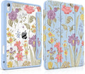 DONGKE Case for iPad (A16) 11th Generation 11 inch 2025 &amp iPad 10th Gen 10.9 inch 2022 [Built-in Pencil Holder] Clear Acrylic Back Trifold Stand Smart Cover Auto Sleep/Wake Blue Botanical Flora