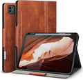Antbox for iPad Pro 11 Inch Case M5 2025/M4 2024 Built-in Pencil Holder Fully Supports Pencil Pro/USB-C Auto Sleep/Wake Function Vegan Leather (Brown)